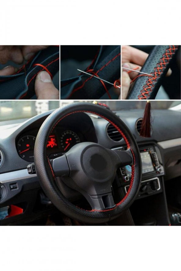 Hyundai I20 2010-2014 Kırmızı Dikme Direksiyon Kılıfı Uyumlu - 2
