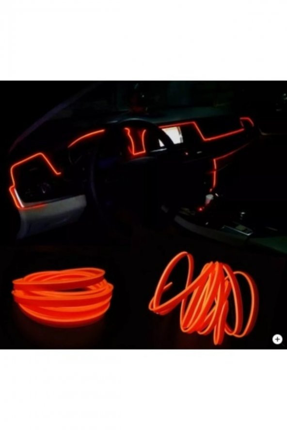 Araç Araba Içi Torpido Ledi Renkli Ip Neon Ip Led 2 Metre Turuncu Renk - 3