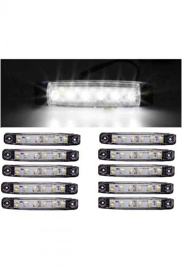 Dorse Parmak Lamba 12 -24 Volt 6 Ledli Beyaz Renk 10 Adet Parmak Led Dorse Kamyon Led Lamba Beyaz