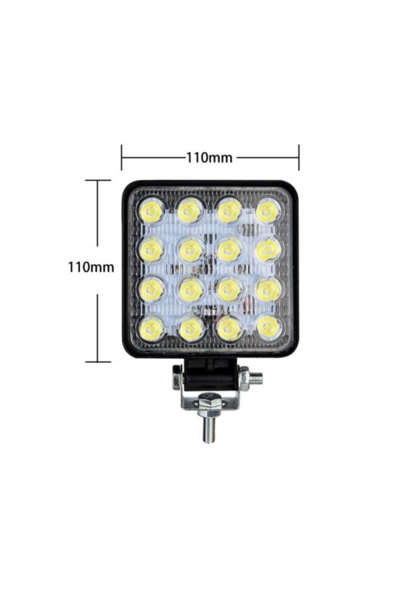 4 Adet 16 Led Kare Çalışma Lambası 110x110mm Off Road Traktör Tekne