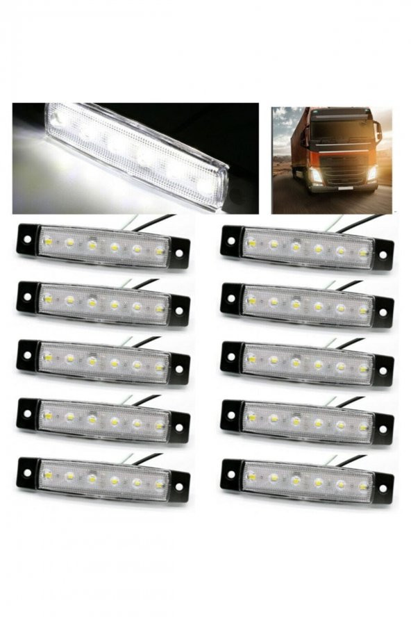 Dorse Parmak Lamba 12 -24 Volt 6 Ledli Beyaz Renk 10 Adet Parmak Led Dorse Kamyon Led Lamba Beyaz - 2