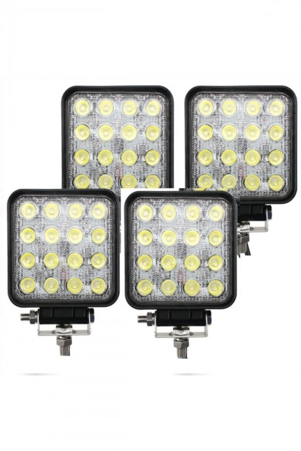 4 Adet 16 Ledli Off Road Çalışma Ve Sis Lambası 48watt 12 & 24 Vo