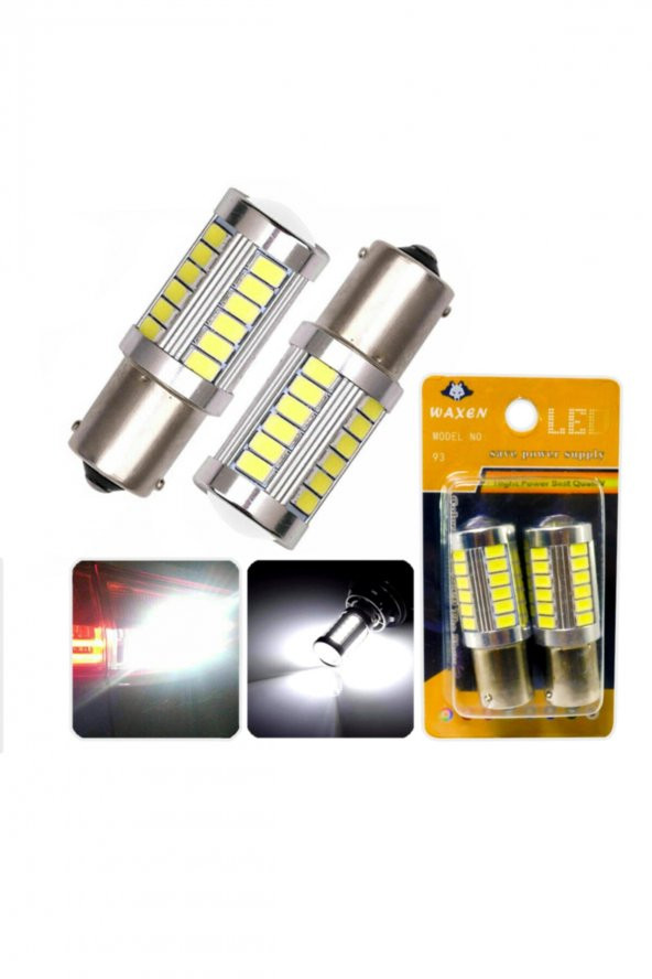 Stop Sinyal Geri Vites Ampulü Mercekli 33 Led P21w 1156 Ba15s 6500k Beyaz Güçlü Işık - 1