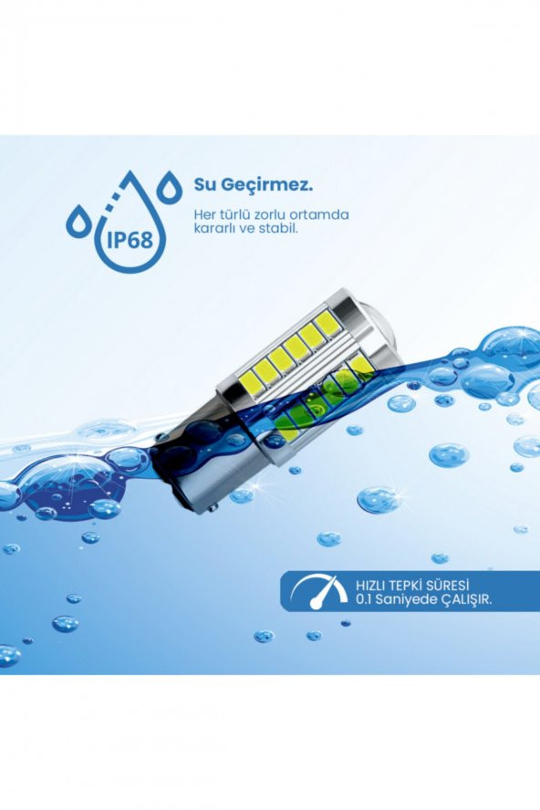 Stop Sinyal Geri Vites Ampulü Mercekli 33 Led P21w 1157 Ba15d 6500k Beyaz Güçlü Işık - 3