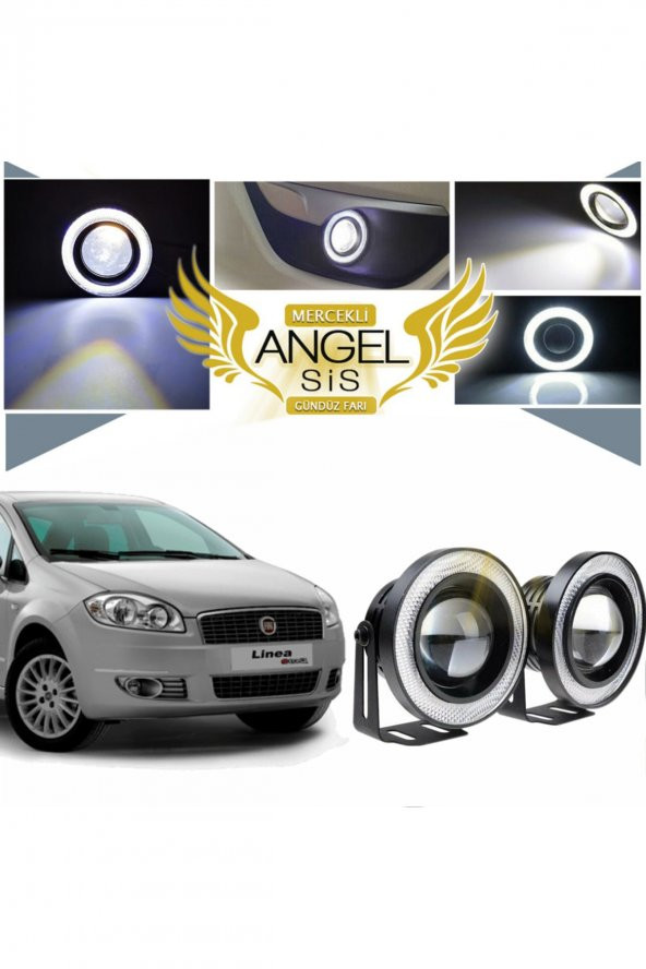 Fiat Linea Uyumlu Universal Mercekli Led Angel Sis Farı 76mm Beyaz Renk