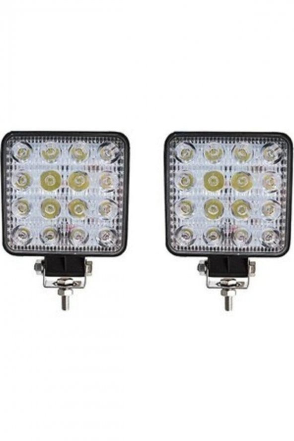 Off Road Sis Farı - Lamba 16 Led Kare Çalışma Lambası 2 Adet