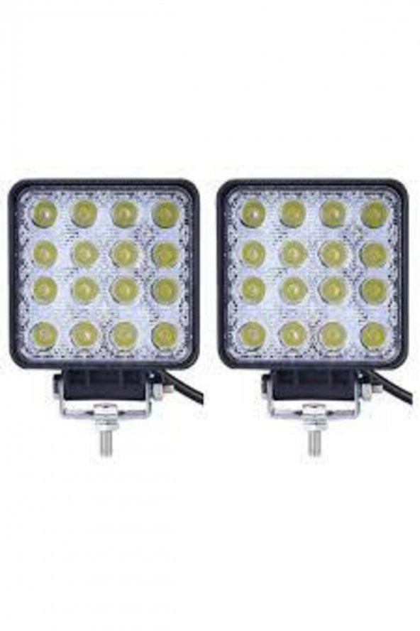 Off Road Sis Farı - Lamba 16 Led Kare Çalışma Lambası 2 Adet - 2