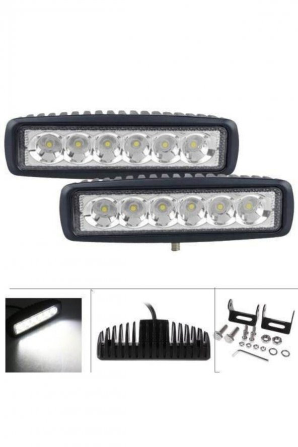 6 Ledli 18w Metal Kasalı Off Road Gündüz Farı Sis Farı Lambası (1 ADET)