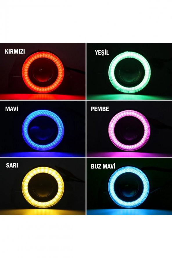 Fiat Fiorino Uyumlu, Universal Mercekli Led Angel Sis Farı, 76mm Beyaz Renk - 3