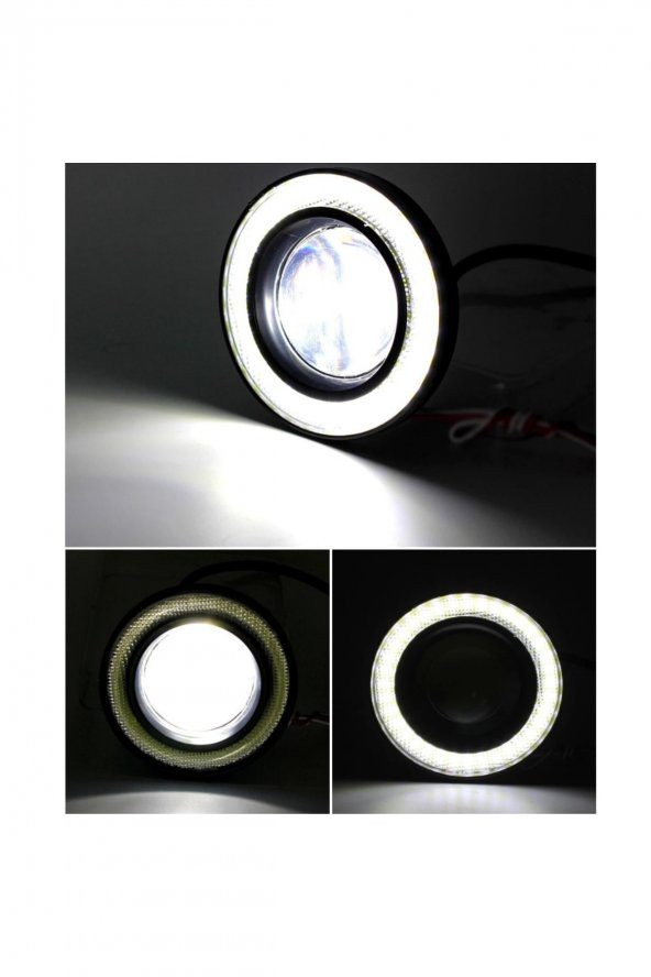 Renault Megane 2 Uyumlu, Universal Mercekli Led Angel Sis Farı, 76mm Beyaz Renk - 2