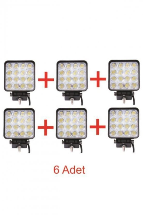 6 Adet 11x11 16 Led Kare Off Road Traktör Tir Kamyon Sis Fari Sis Lambasi Çalisma Lambasi Projektör - 4