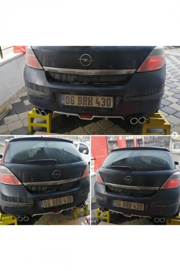 Opel Astra H 4 Çıkışlı Egzoz Görünümlü Arka Tampon Eki Difüzör - 1