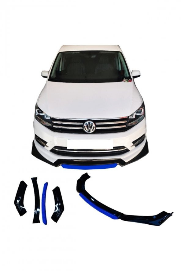 Fc5 Uyumlu 4 Parça Ön Lip Mavi Üniversal Ön Tampon Eki Piano Black