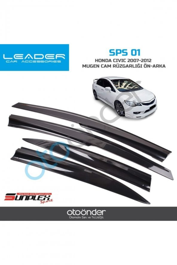 Honda Civic 2007-2012 Mügen Cam Rüzgarlığı Ön-arka - 1