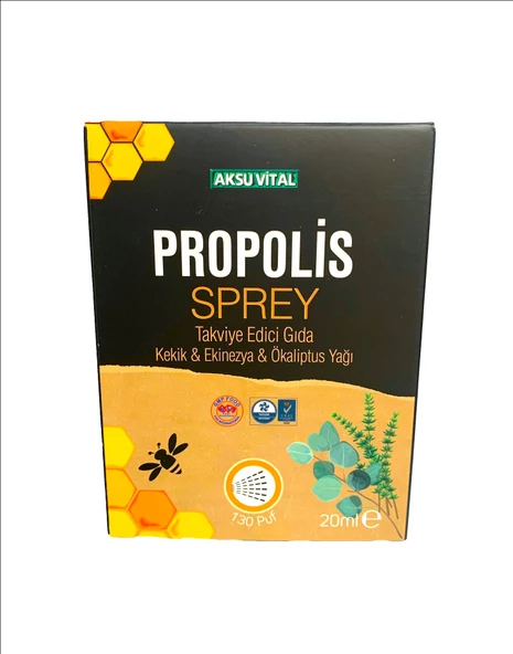 AKSUVİTAL PROPOLİSLİ BOĞAZ SPREYİ (Kekik Ekinezya Okaliptus İlaveli) 20 ml