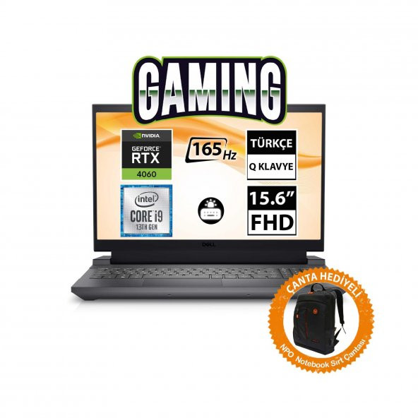 Dell G15 5530 G155530016U13 i9-13900HX 64GB 2TBSSD+2TBSSD RTX4060 15.6" FullHD FreeDOS Taşınabilir Bilgisayar-CNT014