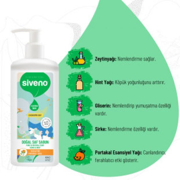 Siveno %100 Doğal Sıvı Kastil Sabun Portakal Yağlı Yoğun Nemlendirici Arındırıcı Bitkisel Vegan 1000 ml - 7