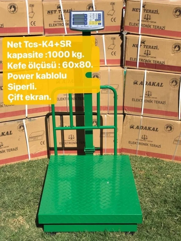 Net Tcs-K4+SR kapasite 1000 kg, kefe ölçüsü 60x80 pewer kablolu siperli çift ekran