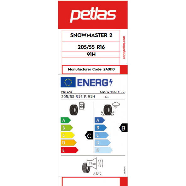 Petlas Snowmaster 2 205/55 R16 91H Kış Lastiği Üretim Tarihi 2024 - 2