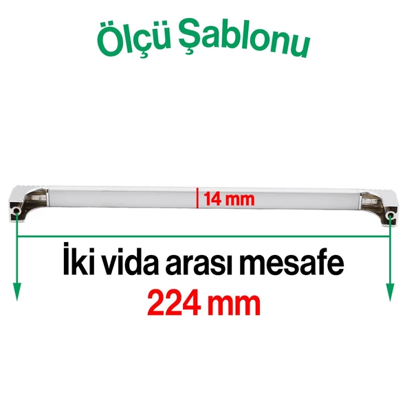 Side 224 mm Çekmece Dolap Kulpu Mobilya Dolabı Kulpları Mutfak Kulbu Metal Kulp Krom Renk 224 mm - 4