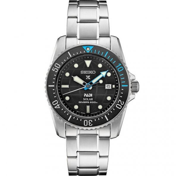 Seiko Prospex PADI SNE575P Divers Solar Çelik Gri Siyah Kadran Safir Cam 20 ATM 39 mm Erkek Kol Saati