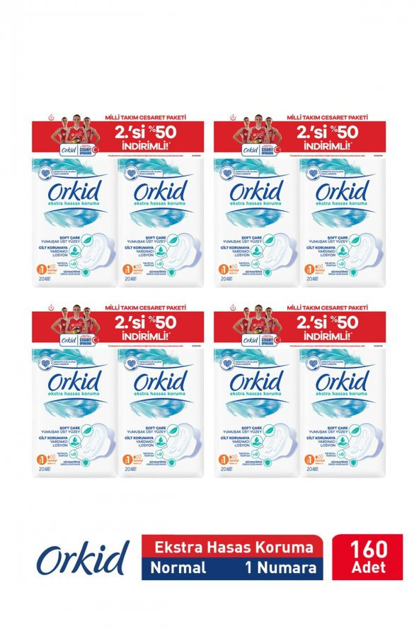 Orkid Extra Hassas Koruma Normal Süper Ekonomik Paket 160 Ped (20x8) Boy 1 ürün görseli 1