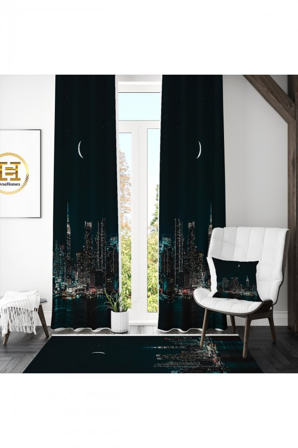 ŞEHİR MANZARA DİJİTAL BASKI TEK KANAT FON PERDE - Resim 3