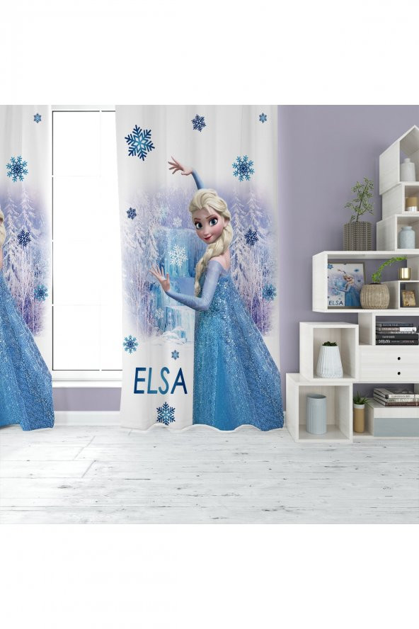 Dijital Baskı Elsa Çocuk Odası Takım fon Perde Yatak Örtüsü ve Yastık  Halı 160x230 - 3