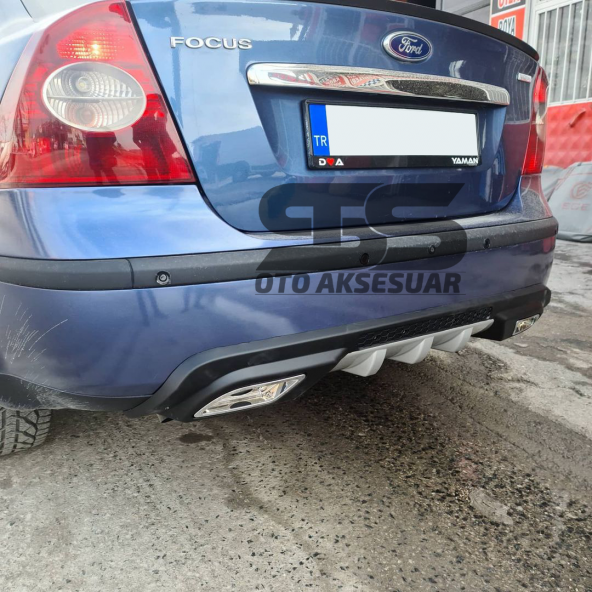 Ford Focus 2 Difüzör Arka Tampon Eki 2 Egzoz Çıkışlı Gri - Resim 4