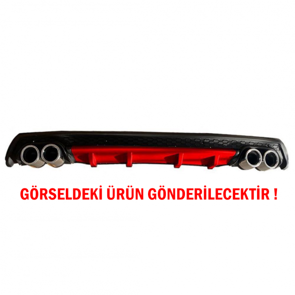 Ford Focus 3 Difüzör Arka Tampon Eki 4 Egzoz Çıkışlı Kırmızı Lüx Tip - Resim 2