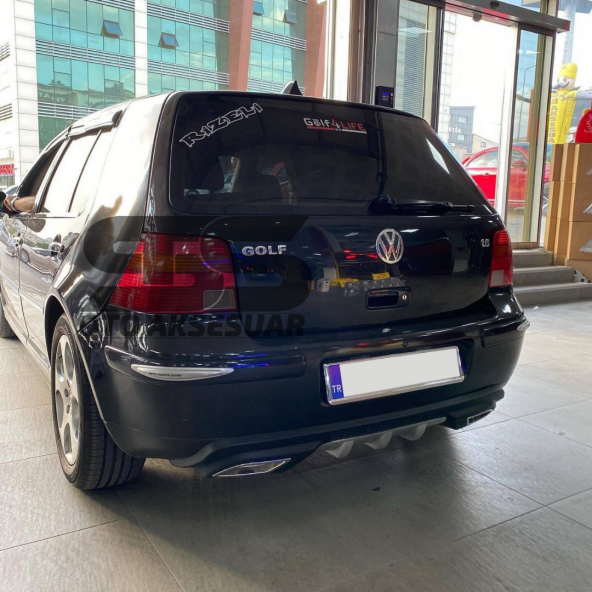 Volkswagen Golf 4 Difüzör Arka Tampon Eki 2 Egzoz Çıkışlı Gri - 2