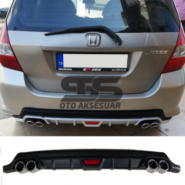 Honda Jazz Difüzör Arka Tampon Eki 4 Egzoz Çıkışlı Siyah Tip ürün görseli 1
