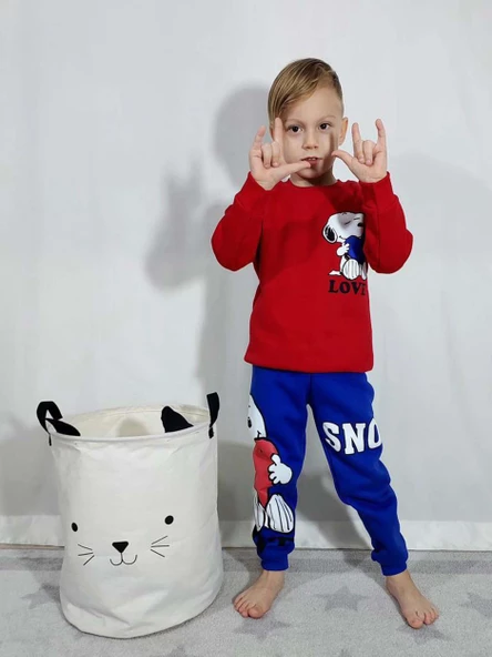ERKEK ÇOCUK LİON SNOOPY ÖRÜMCEK ADAM 3 İPLİK PAMUK EŞOFMAN TAKIMI - 4
