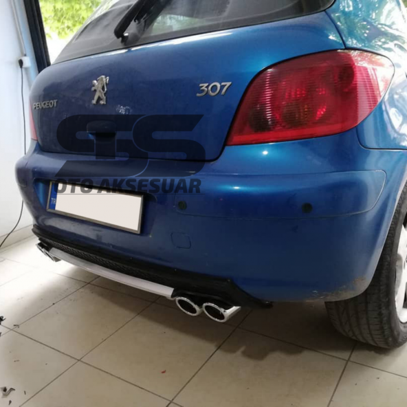 Peugeot 307 Difüzör Arka Tampon Eki 4 Egzoz Çıkışlı Gri Lüx Tip - Resim 3