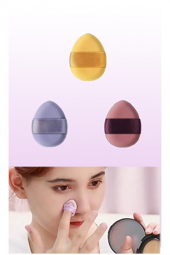3 Adet Mini Kozmetik Puf Parmak Yüz Makyaj Sünger Göz Altı Kapatıcı Kuru Islak Bez Süngeri Concealer ürün görseli 1