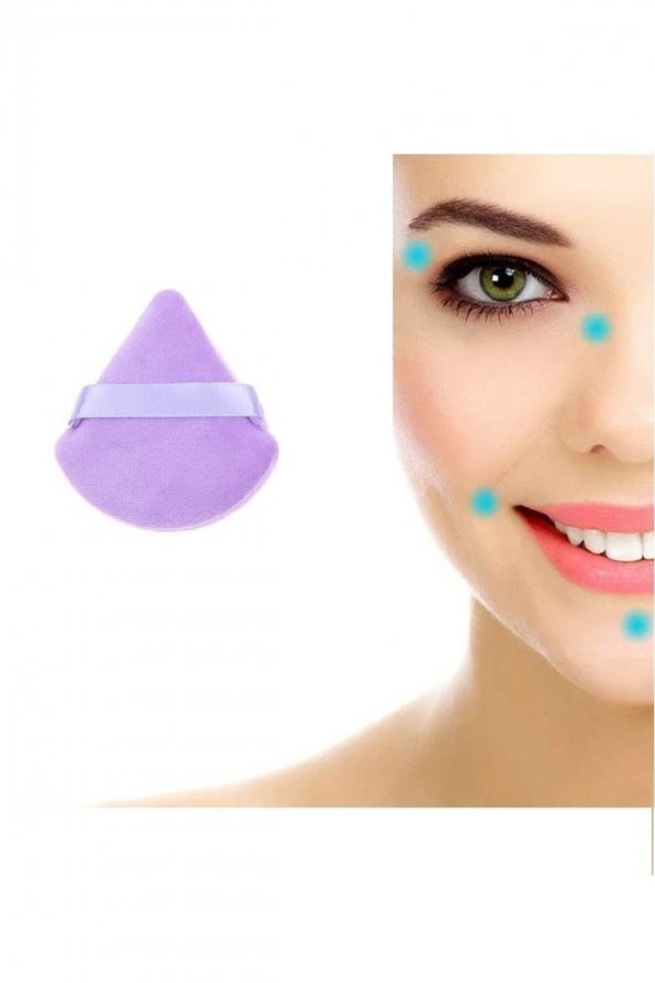 2 Adet Mor Üçgen Pamuk Yıkanabilir Kadife Puf Yüz Kontür Makyaj Bez Süngeri Kozmetik Fondöten - Resim 2