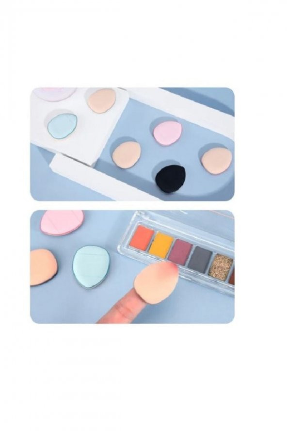 3 Adet Mini Kozmetik Puf Parmak Yüz Makyaj Sünger Göz Altı Kapatıcı Kuru Islak Bez Süngeri Concealer - Resim 3