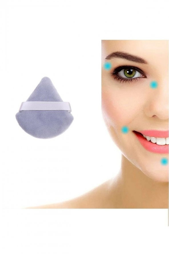 2 Adet Gri Üçgen Pamuk Yıkanabilir Kadife Puf Yüz Kontür Makyaj Bez Süngeri Kozmetik Fondöten - Resim 2