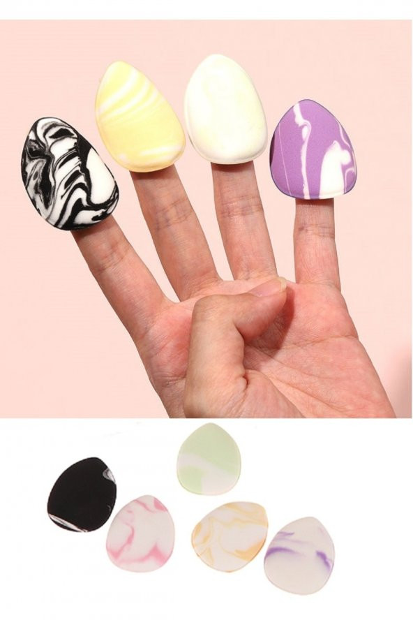 3 Adet Mini Kozmetik Puf Parmak Yüz Makyaj Sünger Göz Altı Kapatıcı Kuru Islak Bez Süngeri Concealer - 3