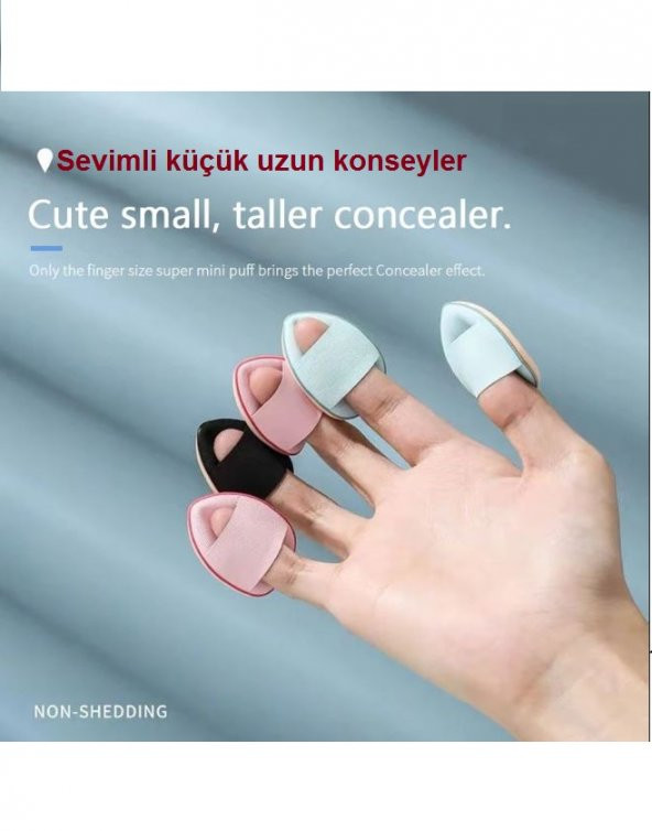 3 Adet Mini Kozmetik Puf Parmak Yüz Makyaj Sünger Göz Altı Kapatıcı Bez Süngeri Konseyler - 3