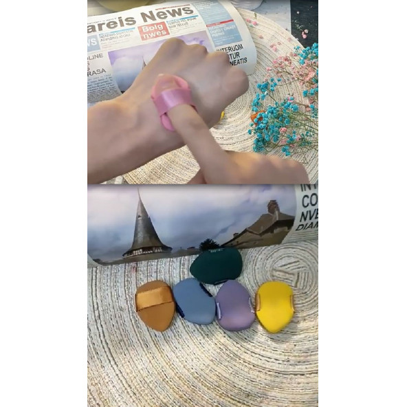 3 Adet Mini Kozmetik Puf Parmak Yüz Makyaj Sünger Göz Altı Kapatıcı Kuru Islak Bez Süngeri Concealer - Resim 6