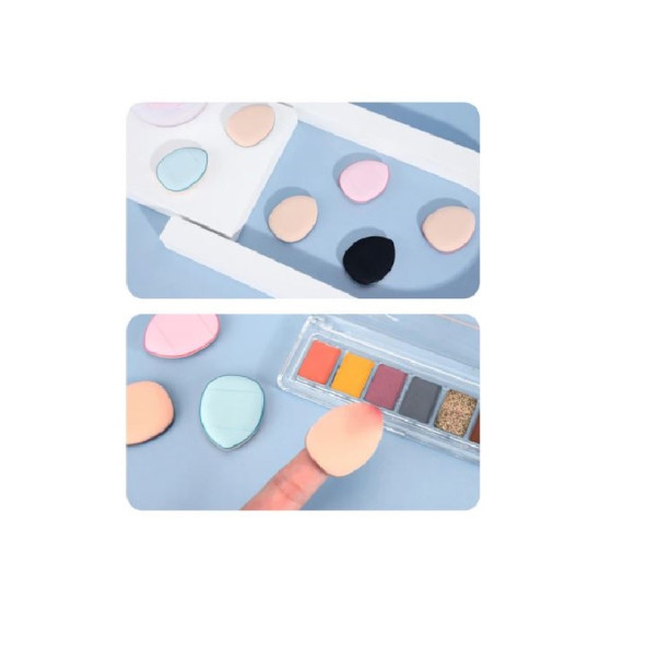3 Adet Mini Kozmetik Puf Parmak Yüz Makyaj Sünger Göz Altı Kapatıcı Kuru Islak Bez Süngeri Concealer - 4
