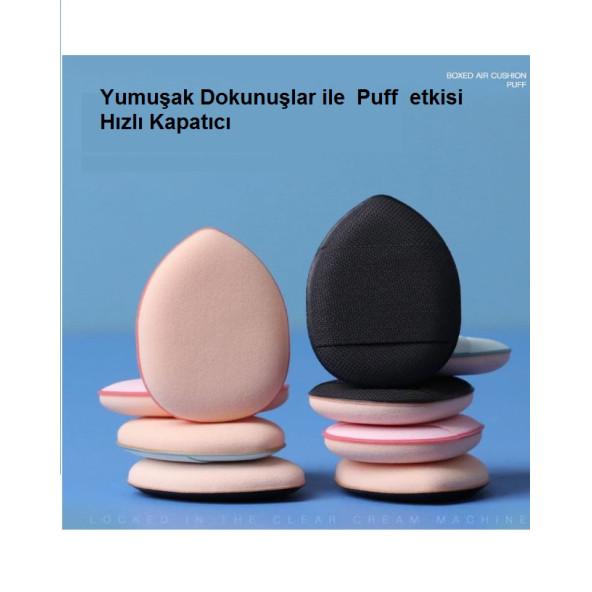 3 Adet Mini Kozmetik Puf Parmak Yüz Makyaj Sünger Göz Altı Kapatıcı Kuru Islak Bez Süngeri Concealer - Resim 6