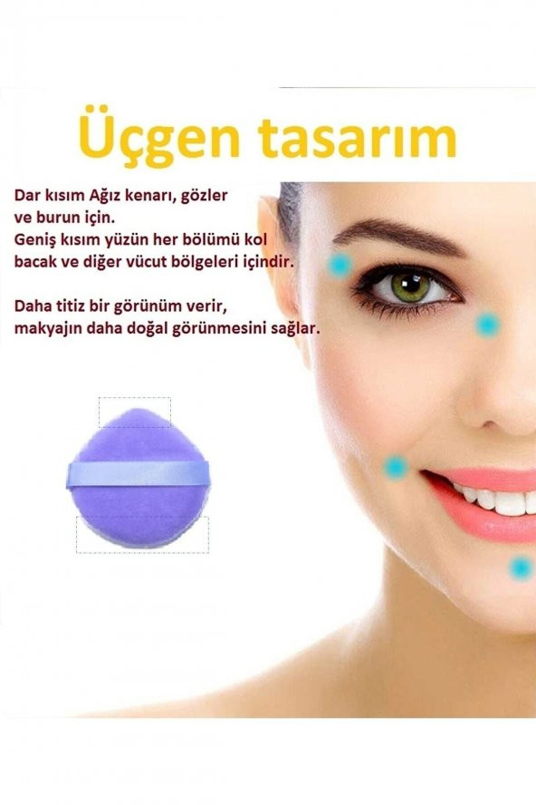 1 Adet Üçgen Pamuk Yıkanabilir Kadife Puf Yüz Kontür Makyaj Bez Süngeri - 2