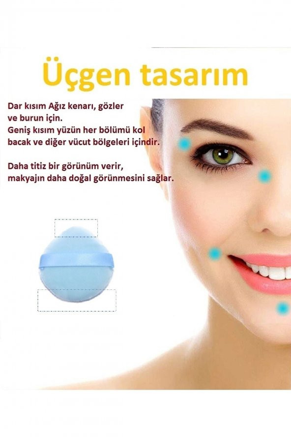 3 Adet Üçgen Pamuk Yıkanabilir Kadife Puf Yüz Kontür Makyaj Bez Süngeri Kozmetik Fondöten - 3