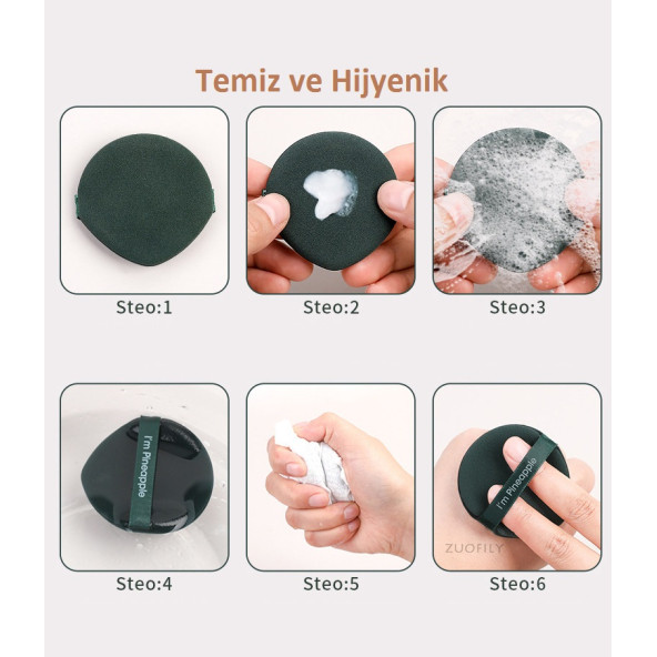7 Adet Kozmetik Puf Seti Çiftyan Yumuşak Fondöten Nemlendirici Yüz Makyaj Bez Sünger Güzellik Seti - 5