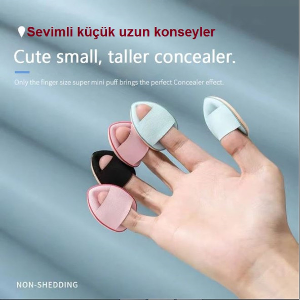 3 Adet Mini Kozmetik Puf Parmak Yüz Makyaj Sünger Göz Altı Kapatıcı Kuru Islak Bez Süngeri Concealer - 5