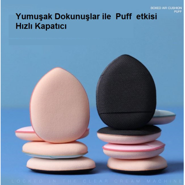 3 Adet Mini Kozmetik Puf Parmak Yüz Makyaj Sünger Göz Altı Kapatıcı Kuru Islak Bez Süngeri Concealer - 6