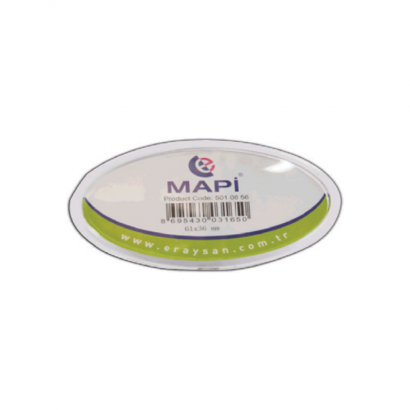 MAPİ ŞEFFAF İĞNELİ İSİMLİK (OVAL) K11 68X42 25Lİ PAKET