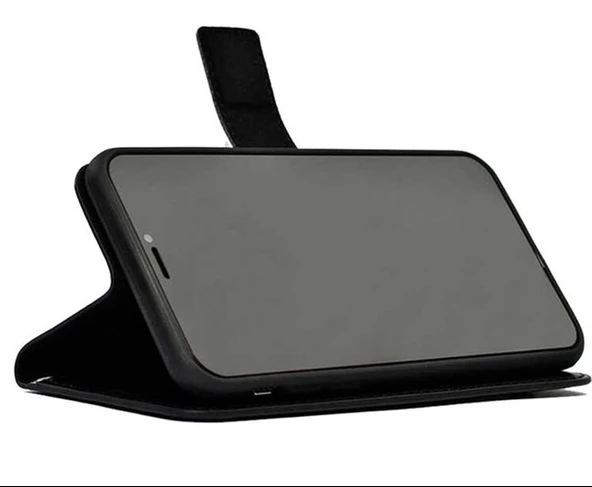 Samsung Galaxy A21S Uyumlu Kapaklı Cüzdanlı Kılıf Kartvizit Gözlü Tam Kavrayan Lüks Kılıf Siyah - Resim 2